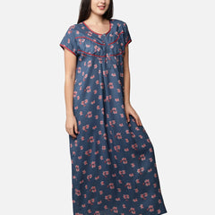 Be You Blue Printed Maxi Nightdress