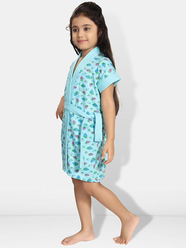 Be You Blue Conversational Cotton Drawstring Knee Length Bath Robe