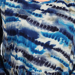 Be You Tie and Dye Printed Round Neck Bell Sleeves Maternity Fit & Flare Midi Dress