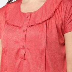 Be You Red Printed Maxi Nightdress