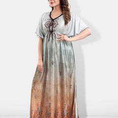 Be You Printed Satin Maxi Kaftan Nightdress
