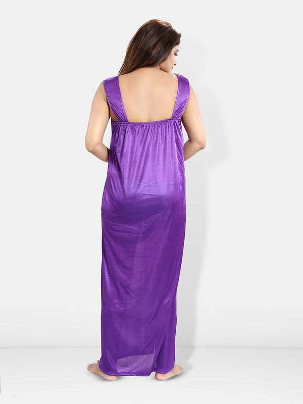 Be You 6 Piece Satin Maxi Nightdress With Robe, Lingerie Set, NightSuit