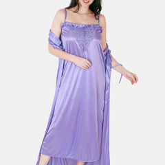 Be You Floral Lace Shoulder Straps Satin Maxi Nightdress With Robe