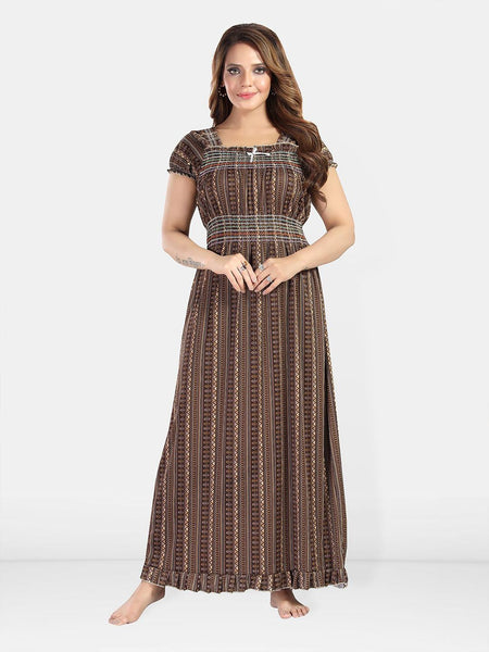 Be You Women Printed Maxi Nightdress