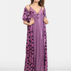 Be You Women Conversational Printed Maxi Nightdress With Robe