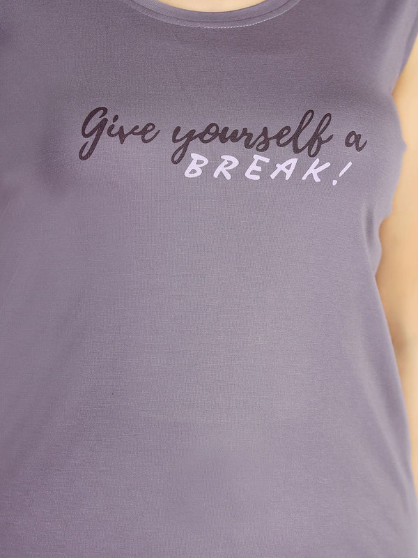 Be You Typography Printed Sleeveless Modal Night suit
