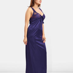 Be You Women Self Design Sweetheart Neck Maxi Nightdress