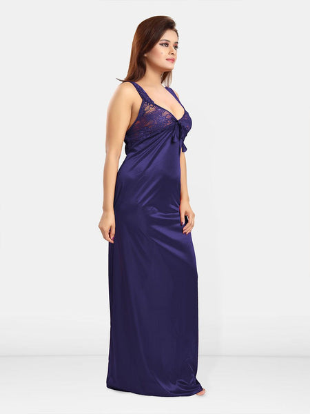Be You Women Self Design Sweetheart Neck Maxi Nightdress