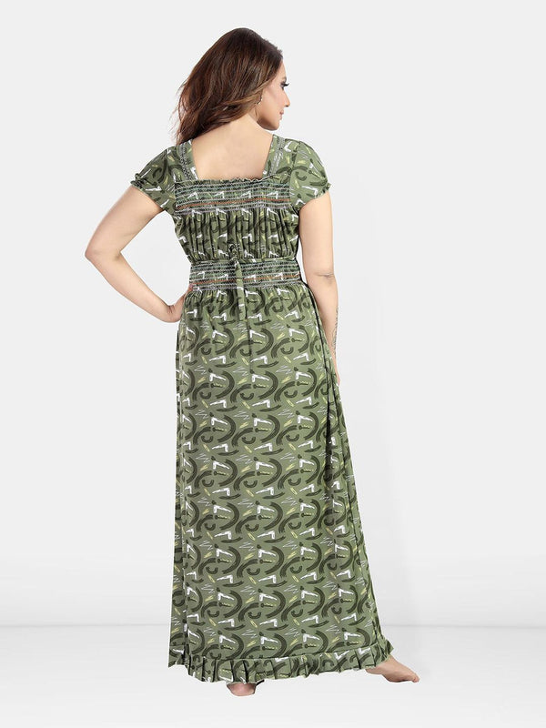 Be You Printed Smocked Maxi Nightdress