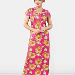 Be You Women Short Sleeves V-Neck Maxi Nightdress