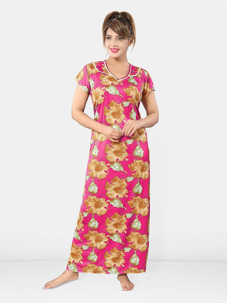 Be You Women Short Sleeves V-Neck Maxi Nightdress