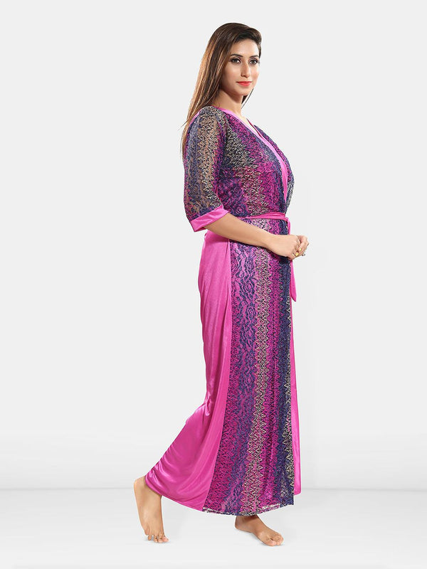 Be You Set of 2 Satin Maxi Wrap Nightdress