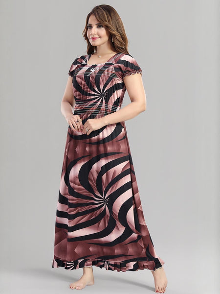 Be You Printed Square Neck Maxi Nightdress