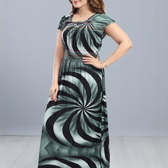 Be You Sarina Satin Spiral Printed Maxi Nightdress