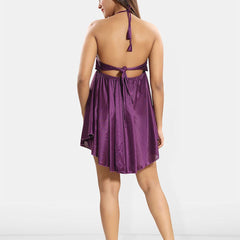 Be You Lace Design Halter Neck Nightdress With Robe