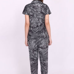 Be You Women Sarina Satin Abstract Print Top & Pyjama Night Suit