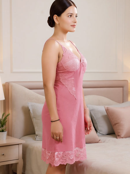 Power Net Self Design Baby Doll Nighty For Women-Free Size
