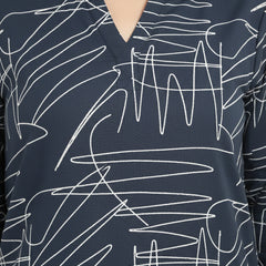 Rayon Abstract Leaf Print Top With Trousers Co-Ord Set For Women