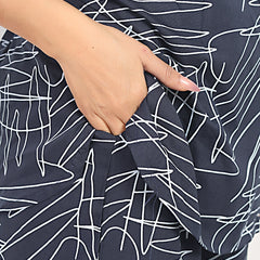 Rayon Abstract Leaf Print Top With Trousers Co-Ord Set For Women