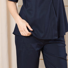 Sufiya Linen Solid Top With Trousers Co-Ord Set For Women