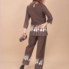 Linen Printed Tunic With Trousers Co-Ord Set For Women