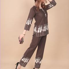 Linen Printed Tunic With Trousers Co-Ord Set For Women