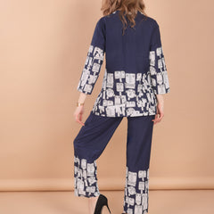 Linen Printed Tunic With Trousers Co-Ord Set For Women
