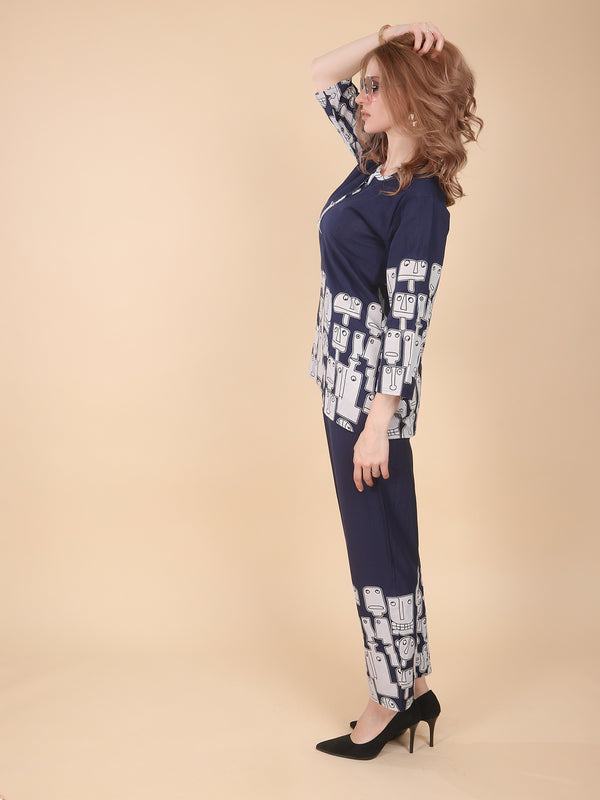 Linen Printed Tunic With Trousers Co-Ord Set For Women