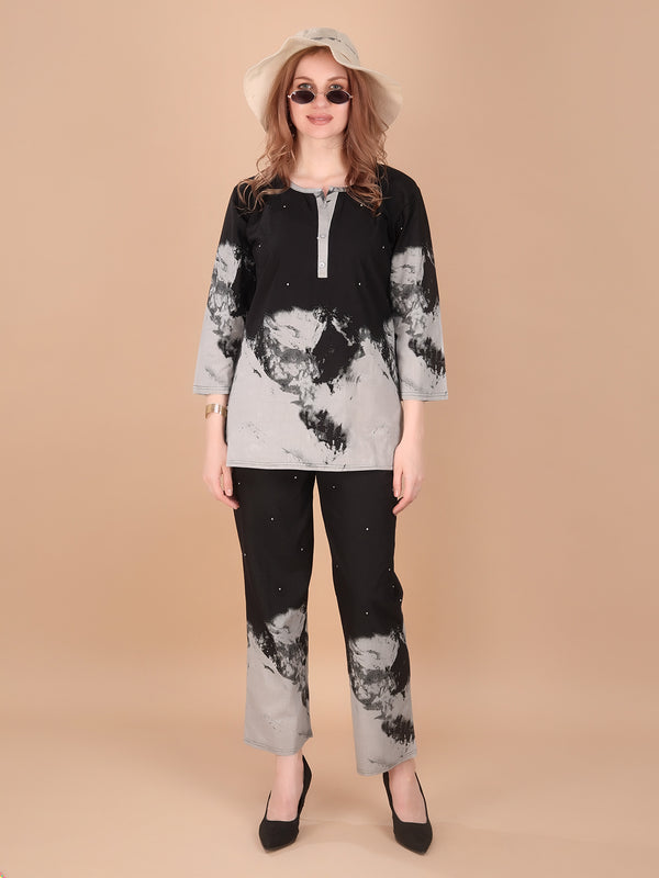 Linen Printed Tunic With Trousers Co-Ord Set For Women