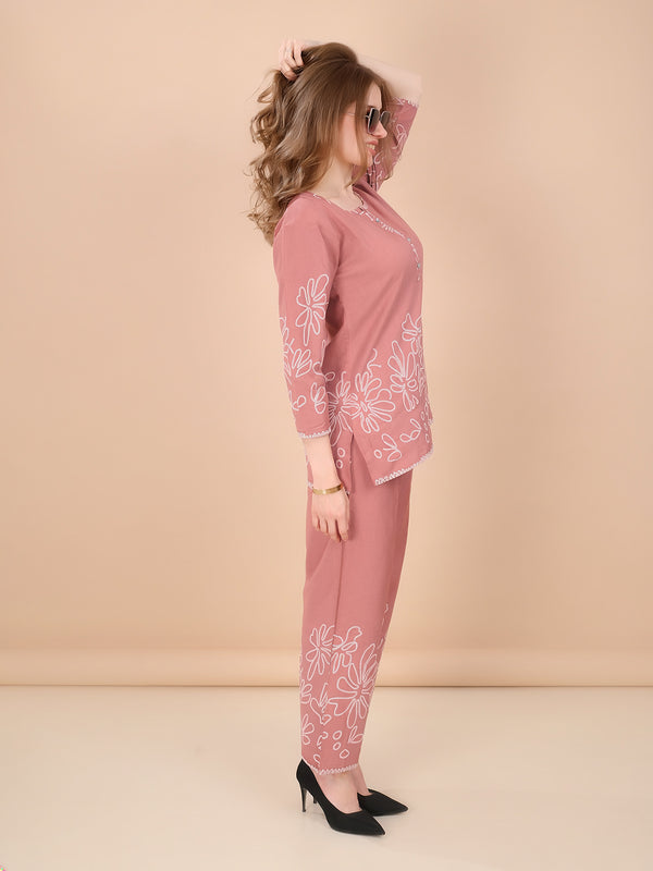 Linen Printed Tunic With Trousers Co-Ord Set For Women