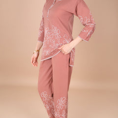 Linen Printed Tunic With Trousers Co-Ord Set For Women
