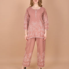 Linen Printed Tunic With Trousers Co-Ord Set For Women