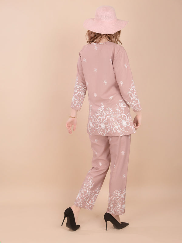 Linen Printed Tunic With Trousers Co-Ord Set For Women