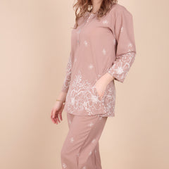 Linen Printed Tunic With Trousers Co-Ord Set For Women