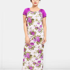 Be You Women Printed Satin Maxi Nightdress