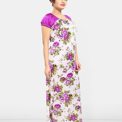 Be You Women Printed Satin Maxi Nightdress