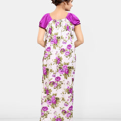 Be You Women Printed Satin Maxi Nightdress