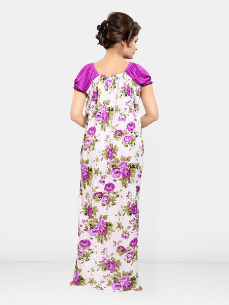 Be You Women Printed Satin Maxi Nightdress
