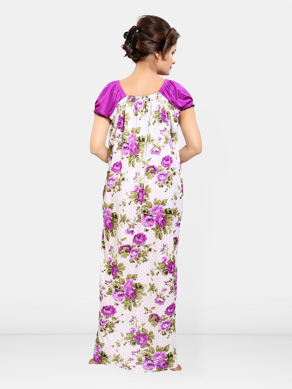 Be You Women Printed Satin Maxi Nightdress