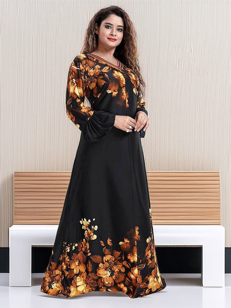 Sarina Satin Floral Print Maxi / Night Gown For Women