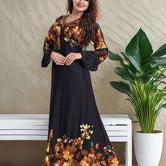 Sarina Satin Floral Print Maxi / Night Gown For Women