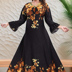 Sarina Satin Floral Print Maxi / Night Gown For Women
