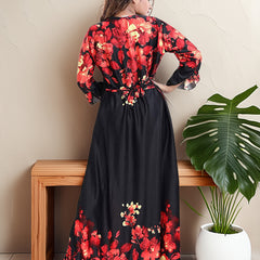 Sarina Satin Floral Print Maxi / Night Gown For Women