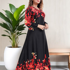 Sarina Satin Floral Print Maxi / Night Gown For Women