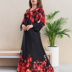 Sarina Satin Floral Print Maxi / Night Gown For Women