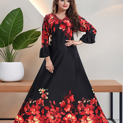 Sarina Satin Floral Print Maxi / Night Gown For Women