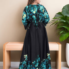 Sarina Satin Floral Print Maxi / Night Gown For Women