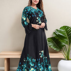 Sarina Satin Floral Print Maxi / Night Gown For Women