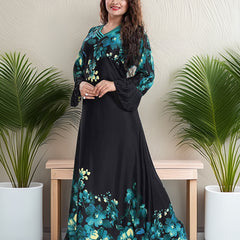 Sarina Satin Floral Print Maxi / Night Gown For Women