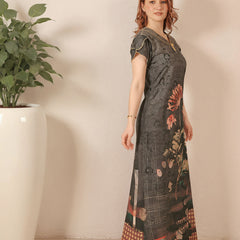 Rayon Tropical Print Maxi / Night Gown For Women, Free Size